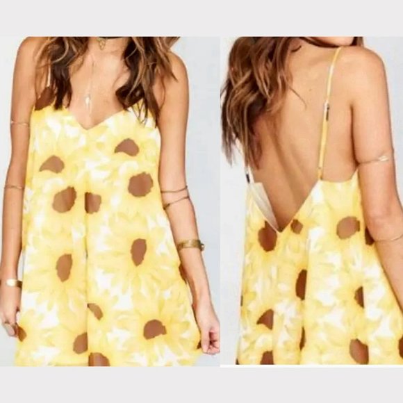 Show Me Your Mumu Women's Yellow Mumu Sunflower Romper Size Medium - Picture 1 of 13